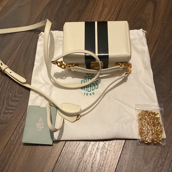 Brand New With Tags Mark Cross Mini Grace Striped Box Bag - Picture 4 of 7